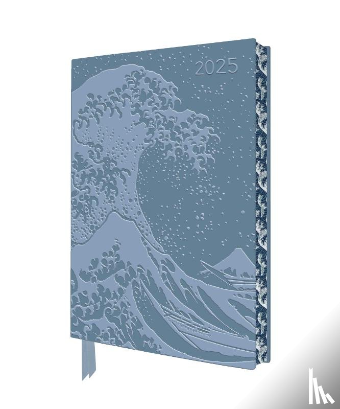 Flame, Tree - Katsushika Hokusai: The Great Wave 2025 Artisan Art Vegan Leather Diary Planner - Page to View with Notes