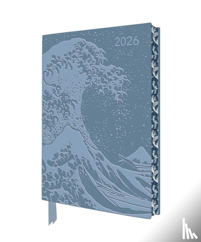 Flame, Tree - Katsushika Hokusai: The Great Wave 2026 Artisan Art Vegan Leather Diary Planner - Page to View with Notes