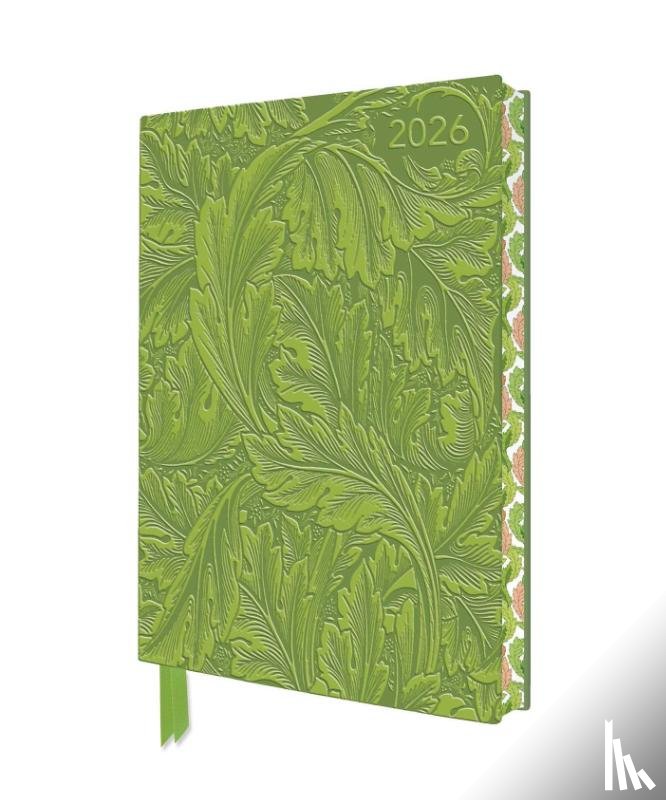 Flame, Tree - William Morris: Acanthus 2026 Artisan Art Vegan Leather Diary Planner - Page to View with Notes