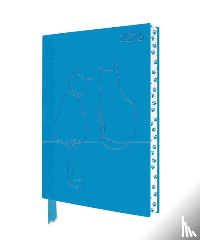 Flame, Tree - Two Happy Cats 2026 Artisan Art Vegan Leather Diary Planner - Page to View with Notes