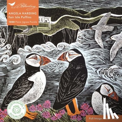 Flame Tree Studio - Adult Sustainable Jigsaw Puzzle Angela Harding: Fair Isle Puffins