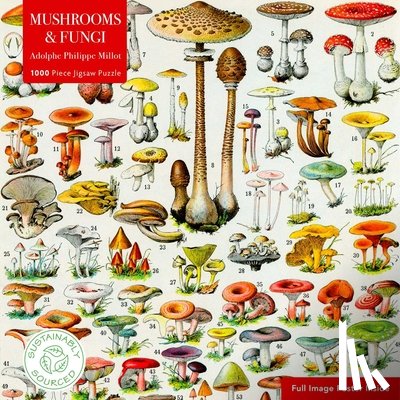 Flame Tree Studio - Adult Sustainable Jigsaw Puzzle Mushrooms & Fungi by Adolphe Philippe Millot