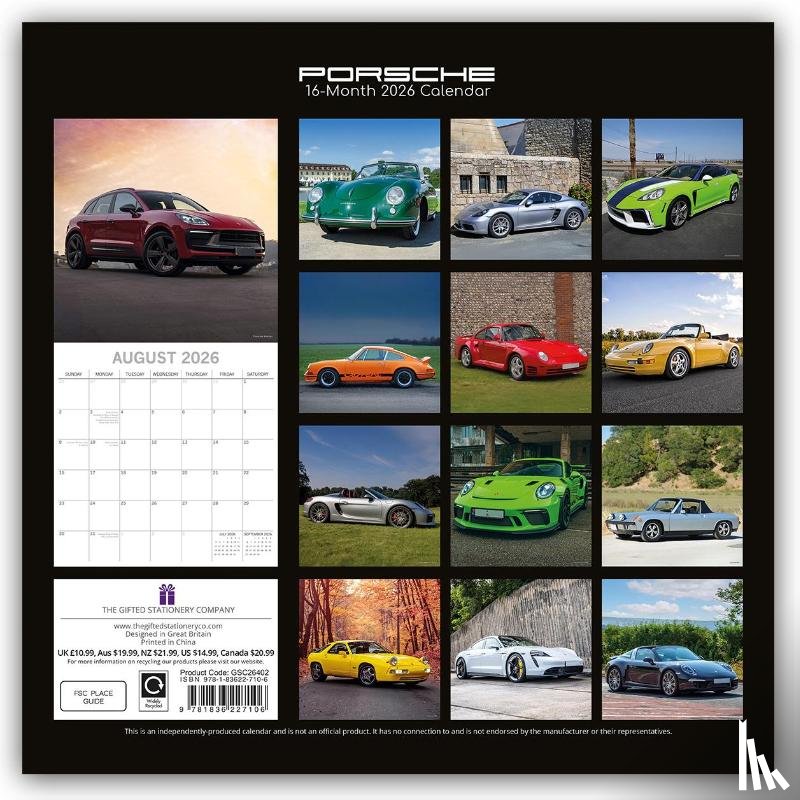 Gifted Stationery Co. Ltd - Porsche 2026 - 16-Monatskalender