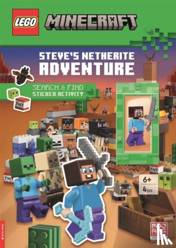 LEGO®, Buster Books - LEGO® Minecraft®: Steve’s Netherite Adventure Search & Find Sticker Activity (with Steve minifigure and sword)
