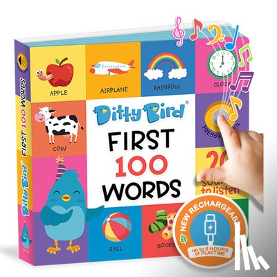 Ditty Bird - Ditty Bird First 100 Words Interactive Sound Book for Toddlers 1- 3 Speech Therapy Educational Learning Books for 1 Year Old
