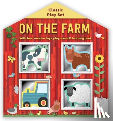 Igloobooks - On the Farm: Wooden Toy Play Set: With Four Wooden Toys, Play Scene & Learning Book