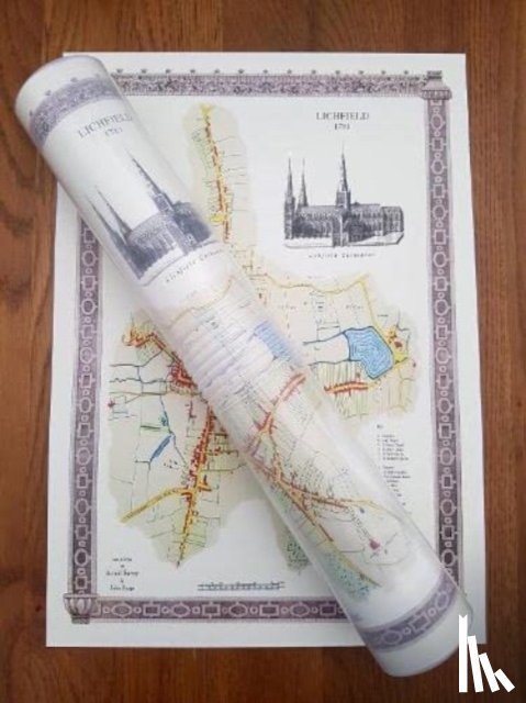  - Lichfield 1781 - Old Map Supplied Rolled in a Clear Two Part Screw Presentation Tube - Print Size 45cm x 32cm