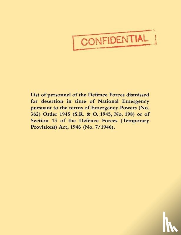 Official, document - List of Personnel of the Irish Defence Forces Dismissed for Desertion During the Second World War