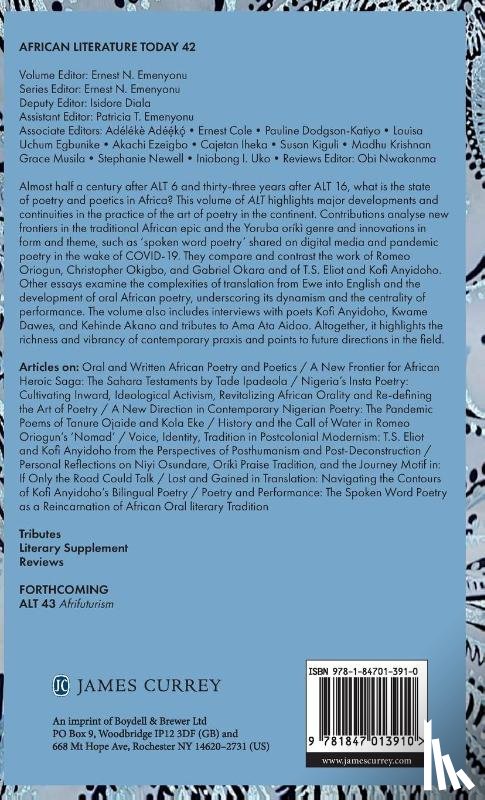  - ALT 42: Oral and Written African Poetry and Poetics