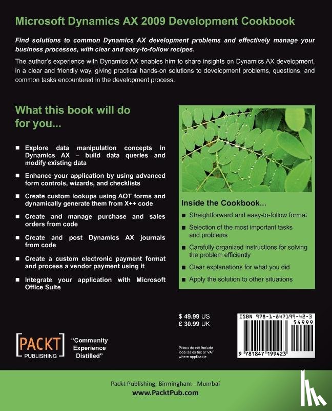 Pocius, Mindaugas - Microsoft Dynamics AX 2009 Development Cookbook