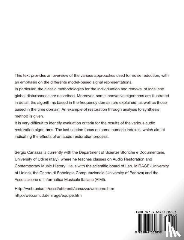 Canazza, Sergio - Noise and Representation Systems