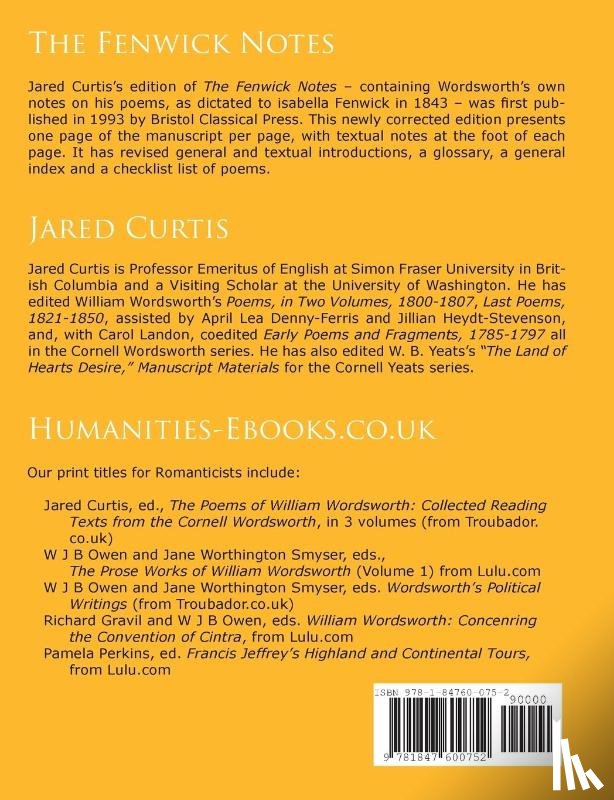 - The Fenwick Notes of William Wordsworth