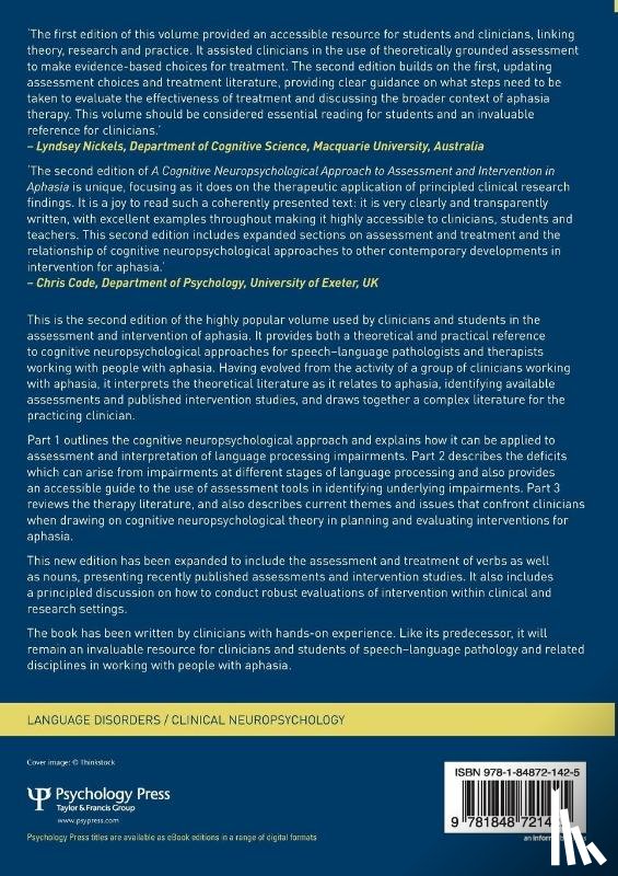 Whitworth, Anne (Curtin Health Innovation and Research Institute, Webster, Janet (Newcastle University, Howard, David (Newcastle University - A Cognitive Neuropsychological Approach to Assessment and Intervention in Aphasia