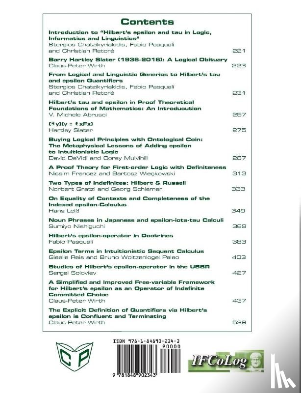  - Ifcolog Journal of Logics and their Applications. Hilbert's epsilon and tau in Logic, Informatics and Linguistics
