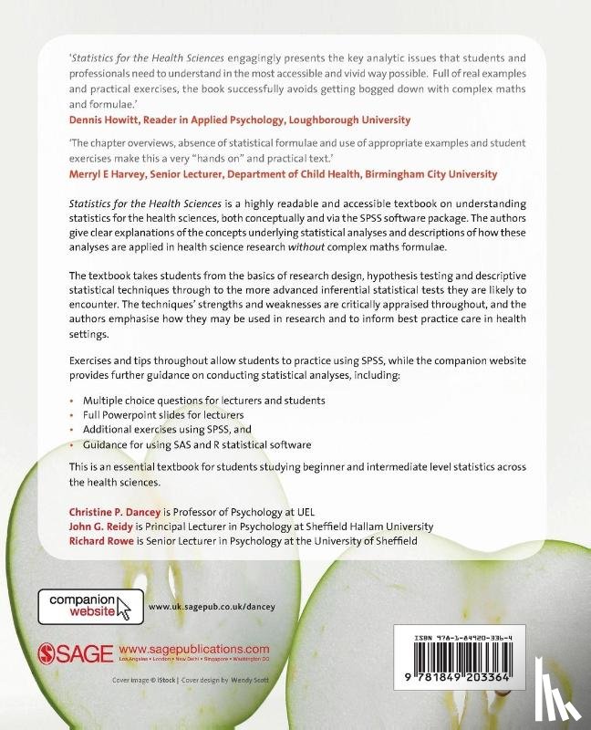 Dancey, Christine, Reidy, John, Rowe, Richard - Statistics for the Health Sciences