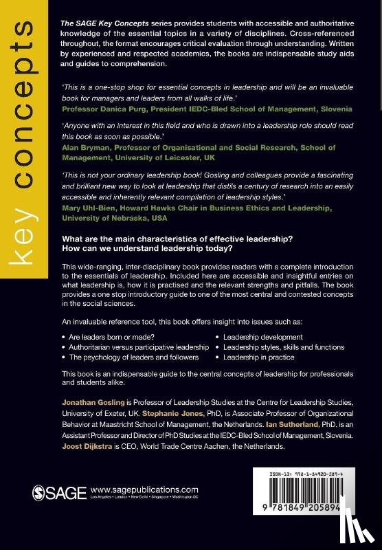 Gosling, Jonathan, Sutherland, Ian, Jones, Stephanie - Key Concepts in Leadership