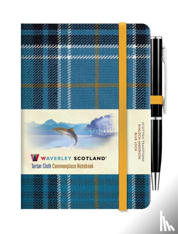 Scotland, Waverley - Waverley Blue Loch Tartan cloth mini notebook with pen