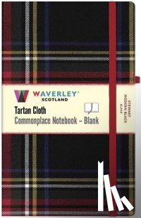 Scotland, Waverley - Stewart Modern Black Tartan Hardback Blank Notebook: Large 21cm x 13cm