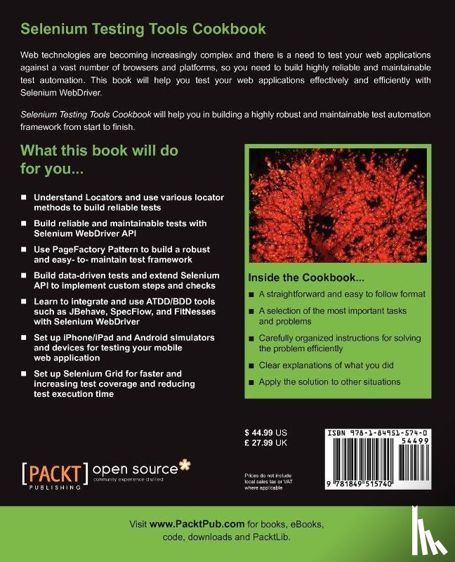 Gundecha, Unmesh - Selenium Testing Tools Cookbook