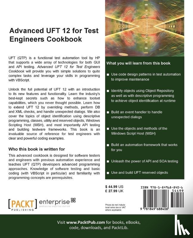 Bar-Tal, Meir, Wright, Jonathon Lee - Advanced UFT 12 for Test Engineers Cookbook