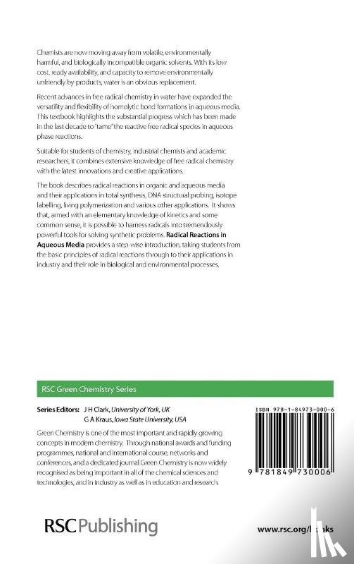 Perchyonok, Tamara (VTPCHEM PTY LTD - Radical Reactions in Aqueous Media