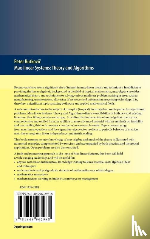 Peter Butkovic - Max-linear Systems: Theory and Algorithms