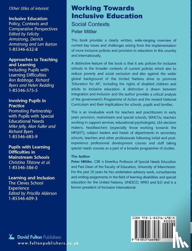 Mittler, Peter - Working Towards Inclusive Education