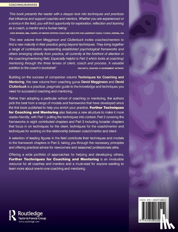 Megginson, David, Clutterbuck, David - Further Techniques for Coaching and Mentoring