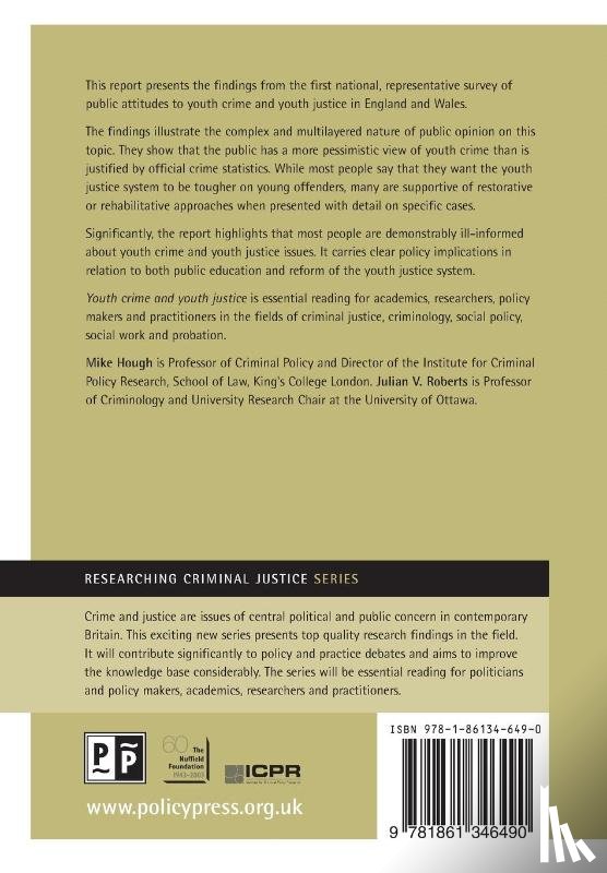 Hough, Mike (Birkbeck, Roberts, Julian V. (Department of Criminology - Youth crime and youth justice