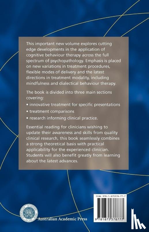  - Innovations and Advances in Cognitive Behaviour Therapy