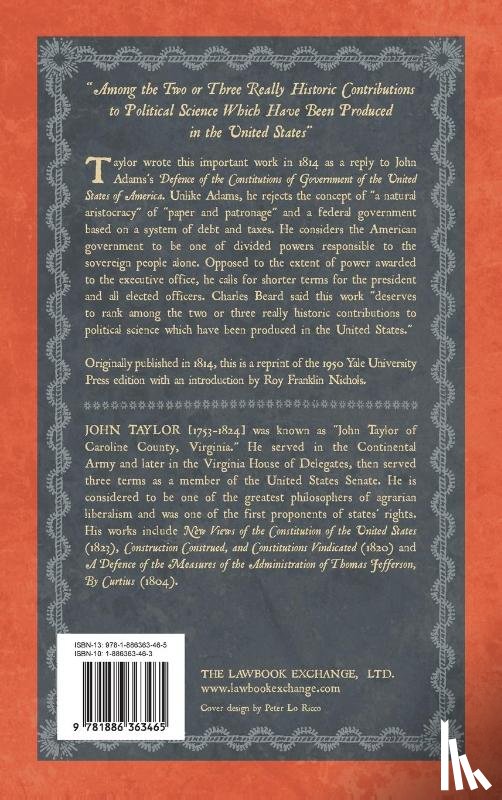 Taylor, Lecturer in Classics John (Education Walsall UK) - An Inquiry Into the Principles and Policy of the Government of the United States