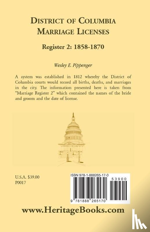 Pippenger, Wesley E - District of Columbia Marriage Licenses. Register 2