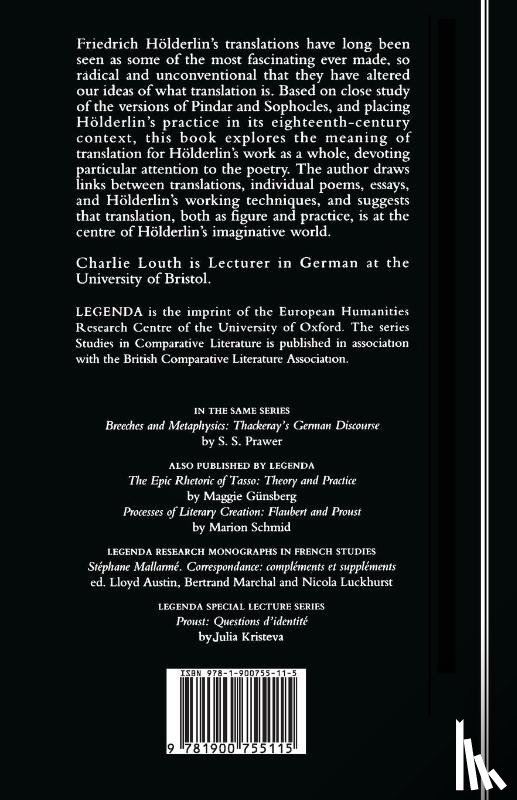 Louth, Charlie - Holderlin and the Dynamics of Translation