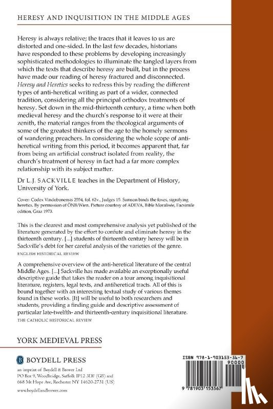 Sackville, Dr L J - Heresy and Heretics in the Thirteenth Century