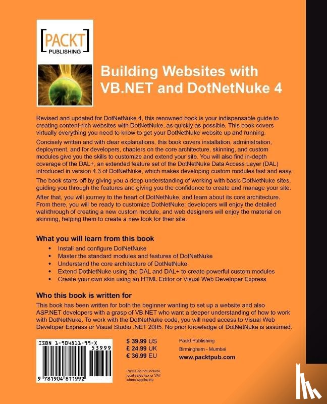 Egan, Daniel N., Washington, Michael, Valenzuela, Steve - Building Websites with VB.NET and DotNetNuke 4