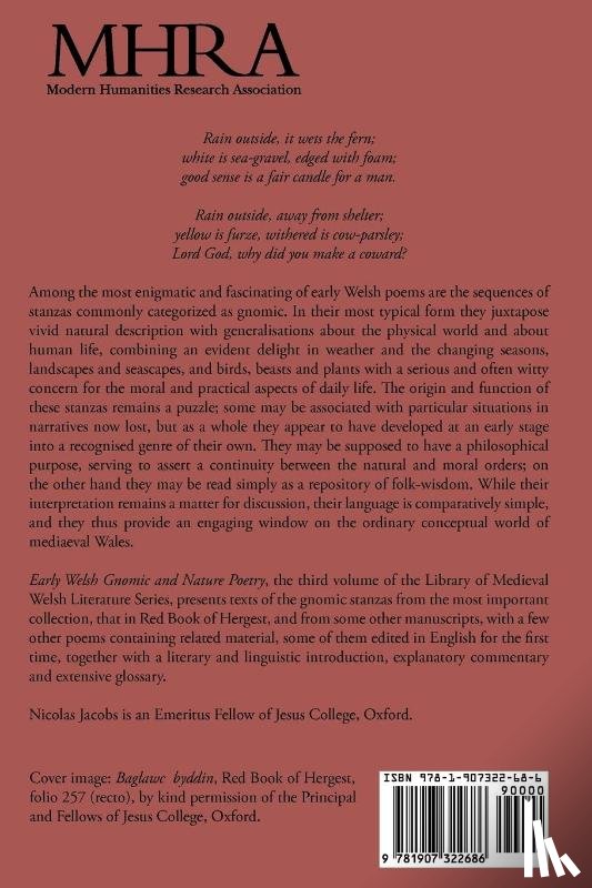  - Early Welsh Gnomic and Nature Poetry