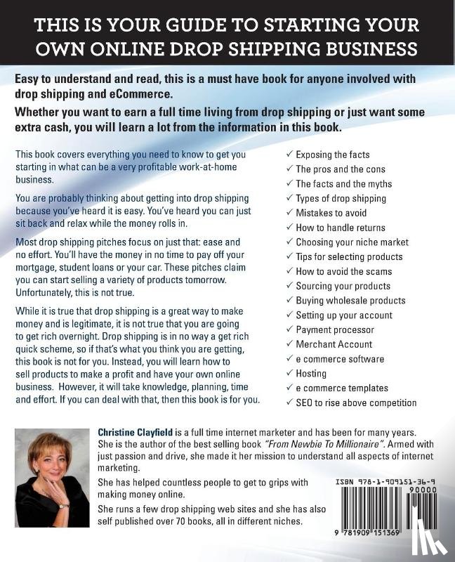 Clayfield, Christine - Drop shipping and ecommerce, what you need and where to get it. Drop shipping suppliers and products, payment processing, ecommerce software and set up an online store all covered.