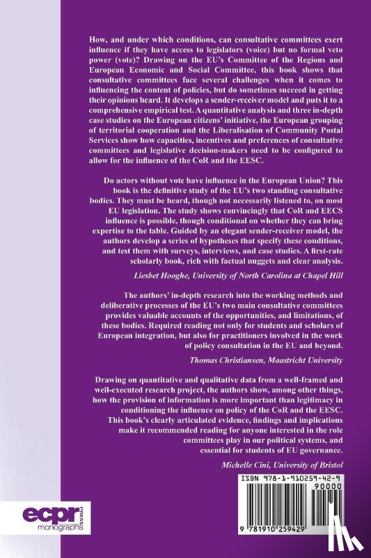 Panke, Diana, H?nnige, Christoph, Gollub, Julia - Consultative Committees in the European Union