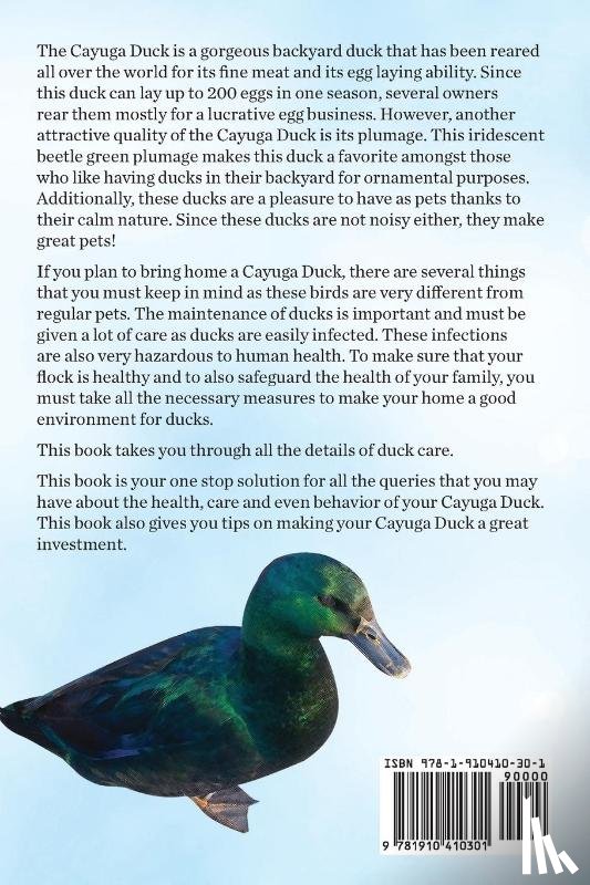 Ruthersdale, Robert - Cayuga Ducks as Pets. Cayuga Duck Owners Manual. Cayuga Duck Pros and Cons, Care, Housing, Diet and Health All Included.
