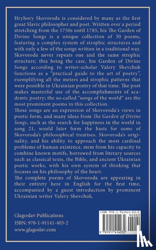 Skovoroda, Hryhory - The garden of divine songs and collected poetry of Hryhory Skovoroda