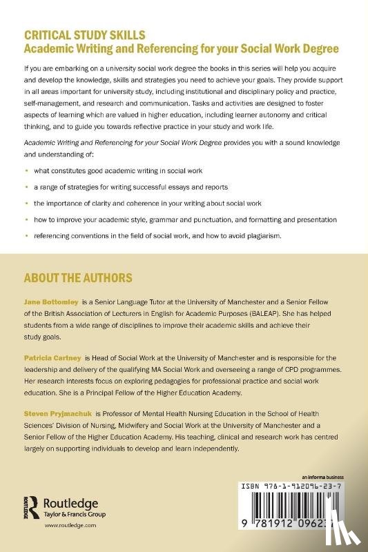 Bottomley, Jane, Pryjmachuk, Steven, Cartney, Patricia - Academic Writing and Referencing for your Social Work Degree
