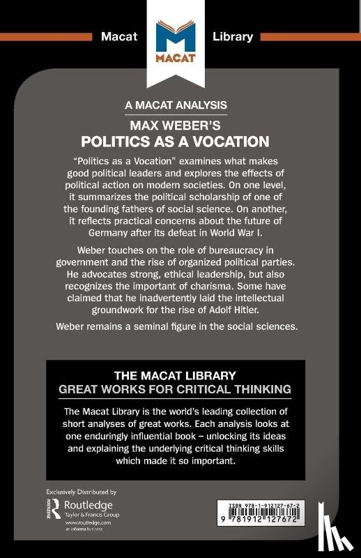 McClean, Tom - An Analysis of Max Weber's Politics as a Vocation