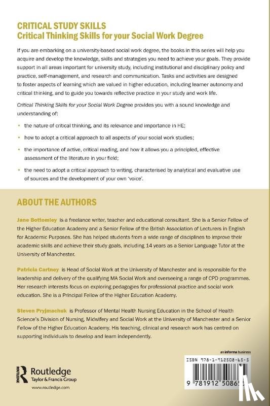 Bottomley, Jane, Cartney, Patricia, Pryjmachuk, Steven - Critical Thinking Skills for your Social Work Degree