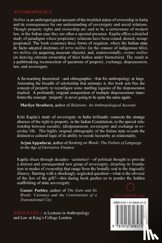 Kapila, Kriti - Nullius – The Anthropology of Ownership, Sovereignty, and the Law in India
