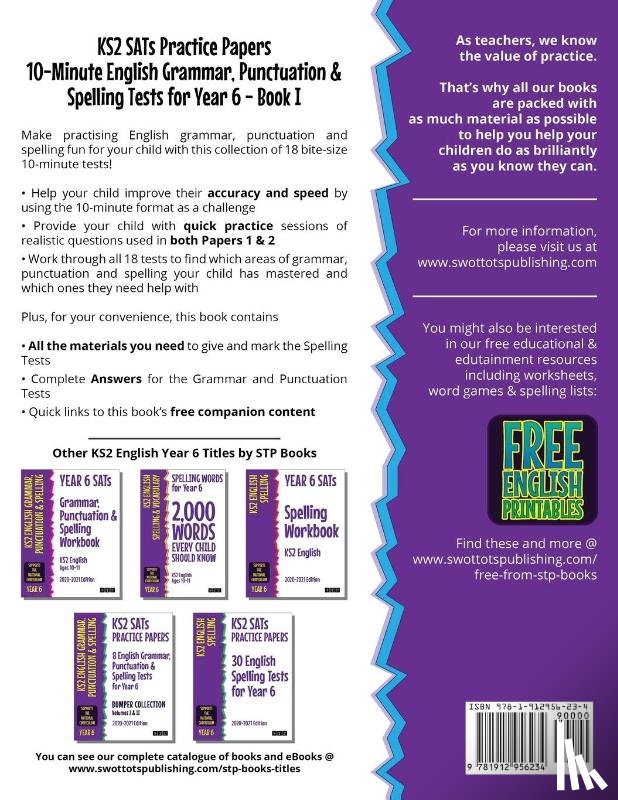 STP Books - KS2 SATs Practice Papers 10-Minute English Grammar, Punctuation and Spelling Tests for Year 6