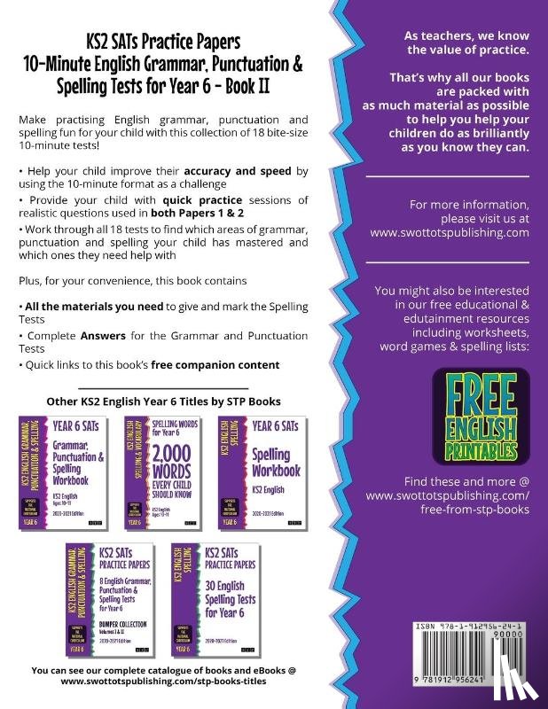STP Books - KS2 SATs Practice Papers 10-Minute English Grammar, Punctuation and Spelling Tests for Year 6