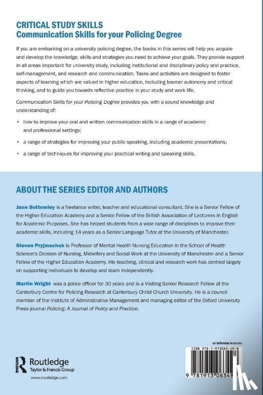 Bottomley, Jane, Wright, Martin, Pryjmachuk, Steven - Communication Skills for your Policing Degree