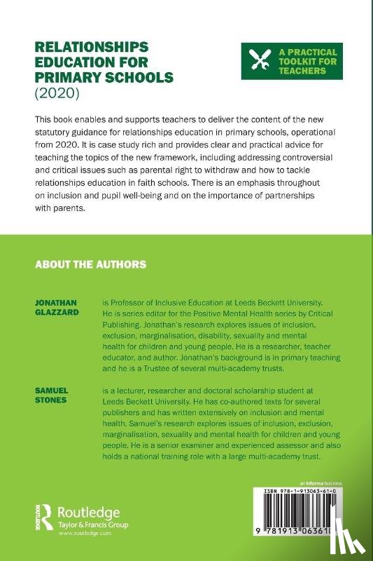 Glazzard, Jonathan, Stones, Samuel - Relationships Education for Primary Schools (2020)