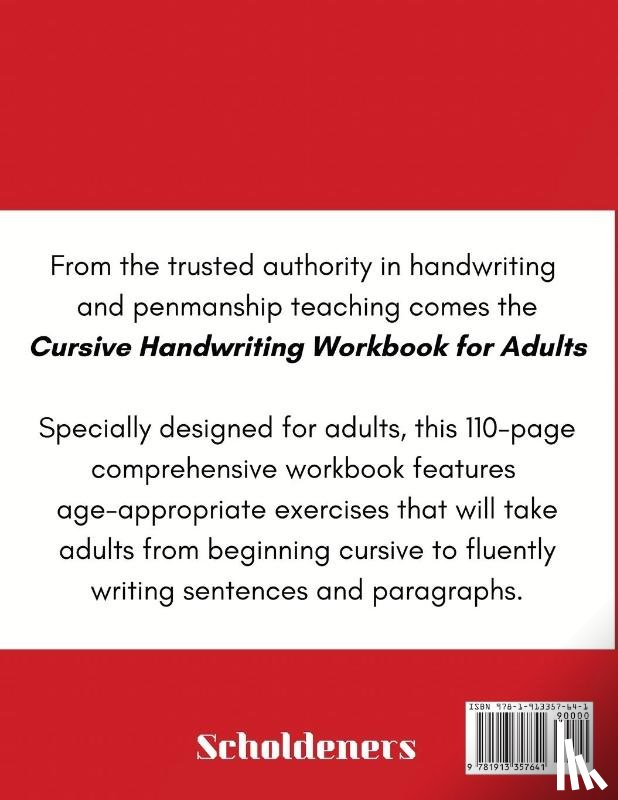Scholdeners - Cursive Handwriting Workbook for Adults