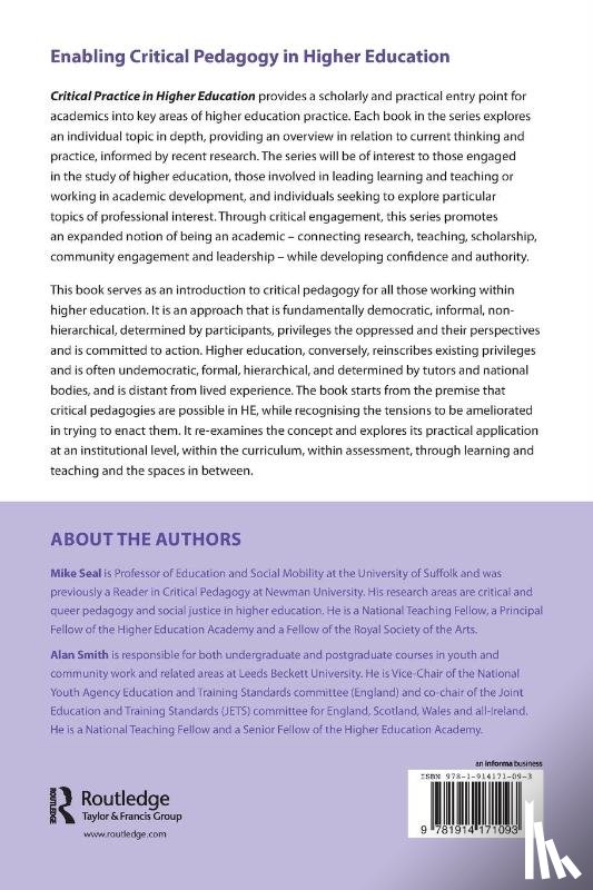Seal, Mike (Newman University, Smith, Alan - Enabling Critical Pedagogy in Higher Education